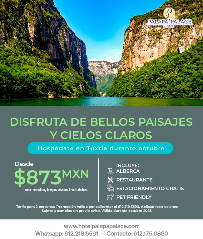 Oferta de Especial, Hospedaje Hotel Palapa Palace, Hotel en Tuxtla Gutiérrez, Chiapas
